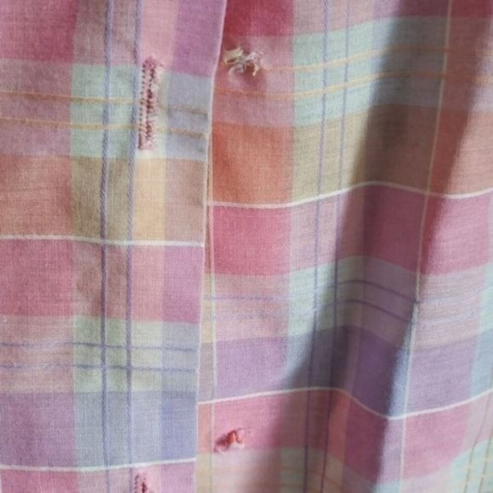 Vintage 60s Pastel Pink Plaid House Dress - Picture 6 of 11